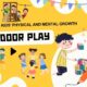 Colorful illustration of children engaging in various outdoor activities, highlighting the importance of outdoor play for kids' physical and mental growth