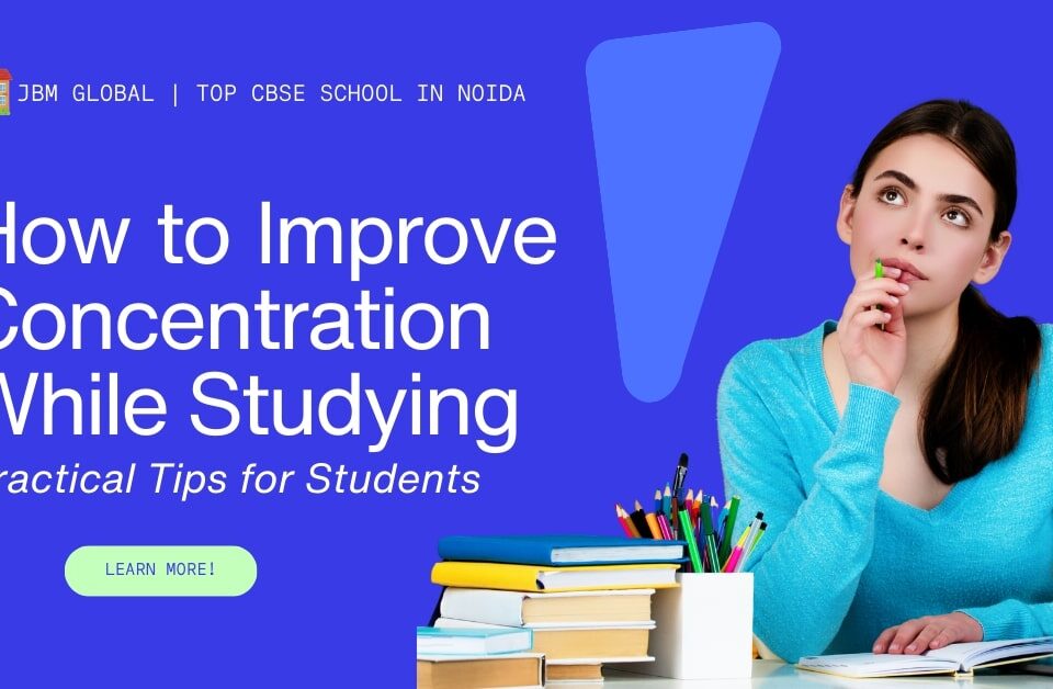 Female student focusing at her study desk with books, representing how to improve concentration while studying.