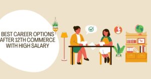 Illustration of students discussing career options after 12th commerce with guidance for high salary jobs