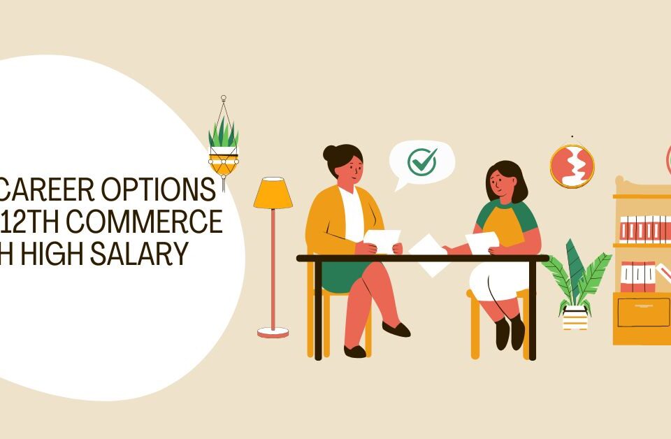 Illustration of students discussing career options after 12th commerce with guidance for high salary jobs