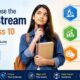 Student choosing the right stream after Class 10 with Science, Commerce, and Arts career options illustrated in an educational guide.